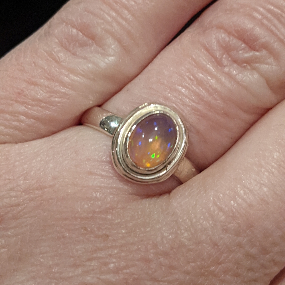 SOLD*  Ethiopian Opal Ring, Size 8 Brilliant Fire - Picture 5 of 10